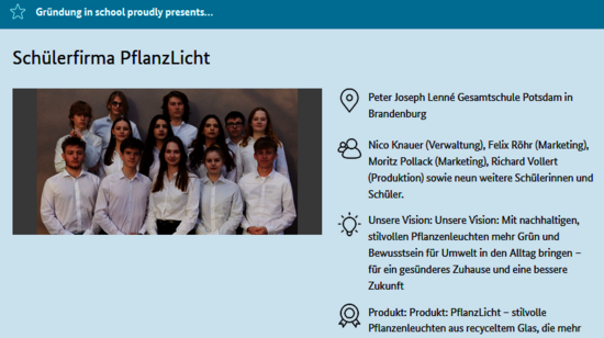 Ausschnitt Steckbrief Schülerteams