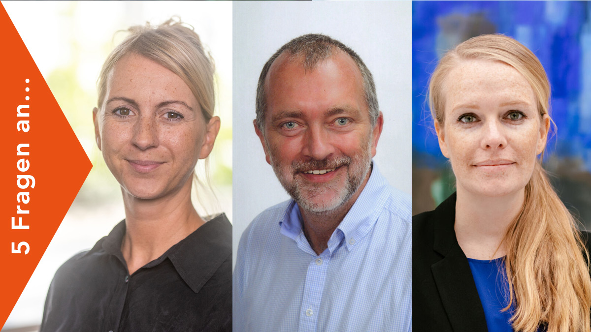 Porträtfotos von Larissa Knuth (IHK Potsdam), Lehrkraft Thomas Jandt und Jana Heiberger (DIHK)